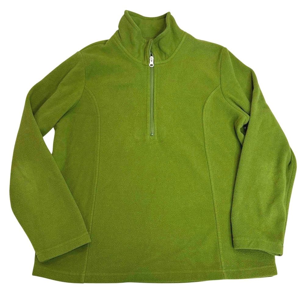 Scandia Woods Womens Medium Green Fleece Quarter Zip Pullover Sweater 614218